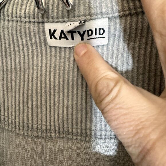 KATYdid XL Neutral Corduroy Distressed Woman’s Shacket Button Up Grey Raw Hem - Picture 4 of 8